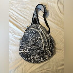 Eddie Bauer outdoor nylon crossbody sling backpack black grey print